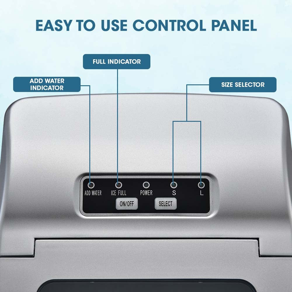 POLYCOOL 12KG Electric Ice Cube Maker Portable 2L Automatic Machine, Silver-Appliances &gt; Kitchen Appliances-PEROZ Accessories