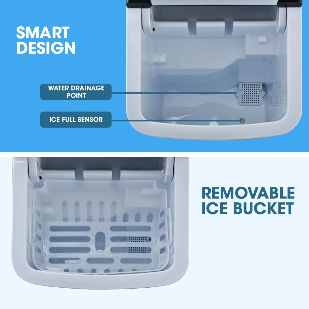 POLYCOOL 12KG Electric Ice Cube Maker Portable 2L Automatic Machine, Silver-Appliances &gt; Kitchen Appliances-PEROZ Accessories