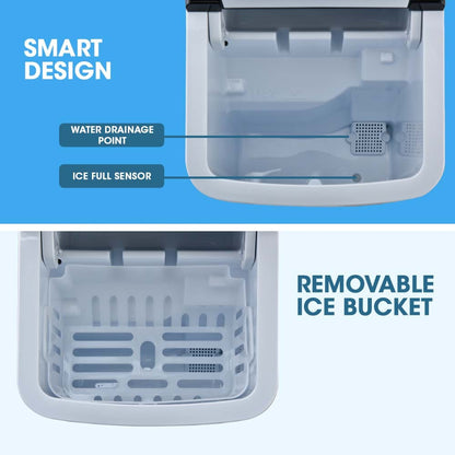 POLYCOOL 12KG Electric Ice Cube Maker Portable 2L Automatic Machine, Silver-Appliances &gt; Kitchen Appliances-PEROZ Accessories