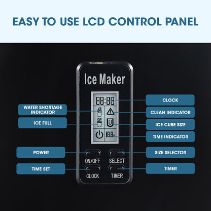 POLYCOOL 3.2L Portable Ice Cube Maker Machine Automatic with LCD Control Panel, Black-Appliances &gt; Kitchen Appliances-PEROZ Accessories