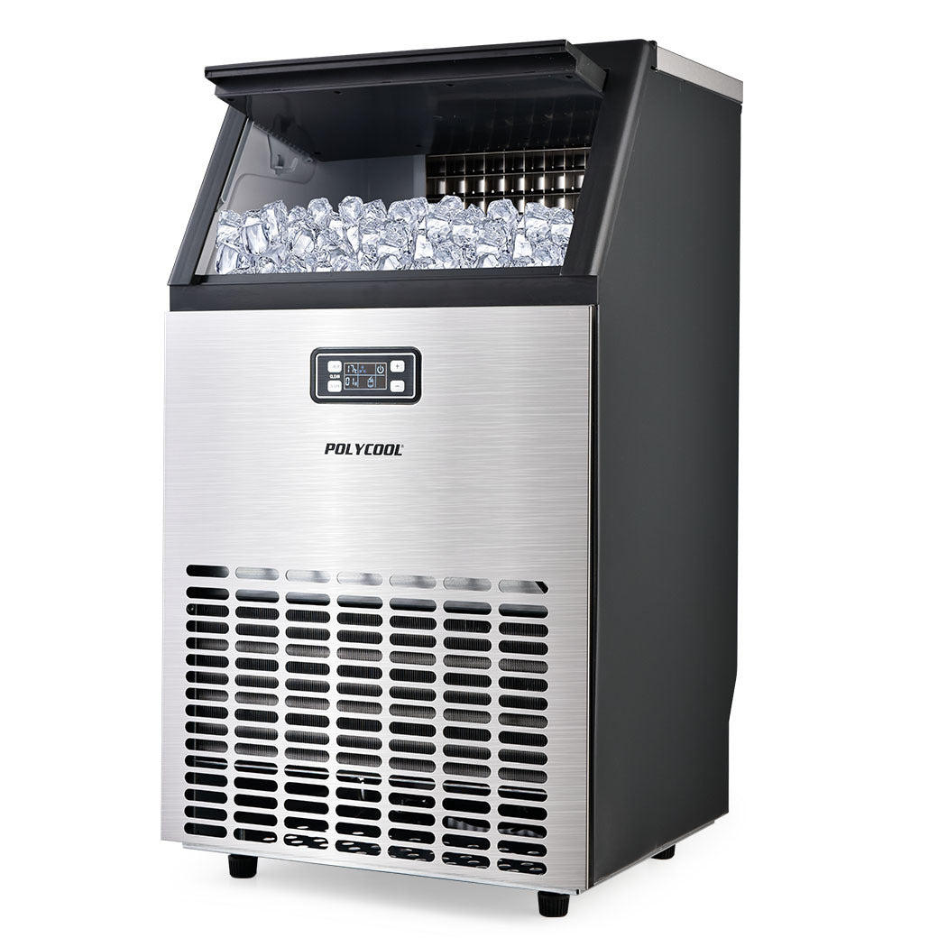 POLYCOOL Ice Cube Maker 45-65kg Commercial Ice Machine Stainless Steel Automatic with LCD Screen-Appliances &gt; Kitchen Appliances-PEROZ Accessories