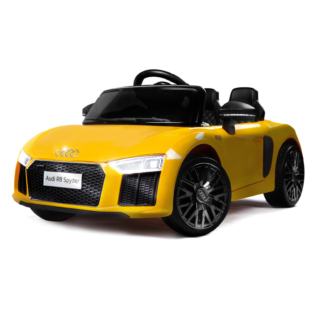 Rovo Kids Kids Ride-On Car Licensed AUDI R8 SPYDER Battery Electric Toy Remote 12V Yellow-Baby &amp; Kids &gt; Ride on Cars, Go-karts &amp; Bikes-PEROZ Accessories