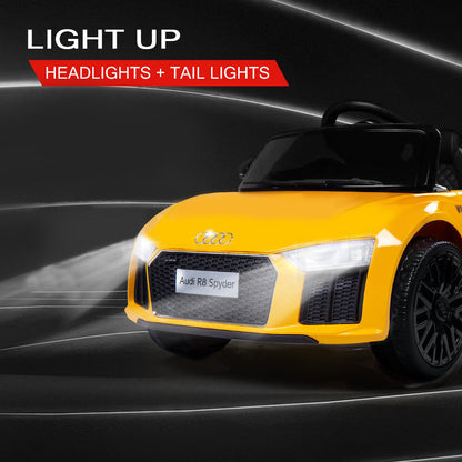 Rovo Kids Kids Ride-On Car Licensed AUDI R8 SPYDER Battery Electric Toy Remote 12V Yellow-Baby &amp; Kids &gt; Ride on Cars, Go-karts &amp; Bikes-PEROZ Accessories