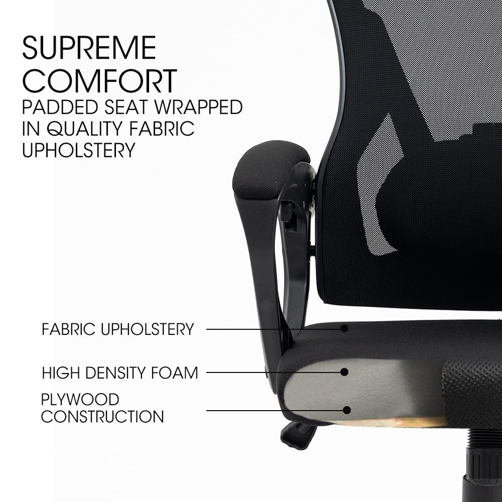 FORTIA Ergonomic Office Desk Chair, Height Adjustable Lumbar Support, Mesh Fabric, Headrest, Black-Furniture &gt; Office-PEROZ Accessories