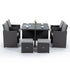 LONDON RATTAN Outdoor Dining Table 9 Piece Furniture Wicker Set, Grey-Furniture > Outdoor-PEROZ Accessories