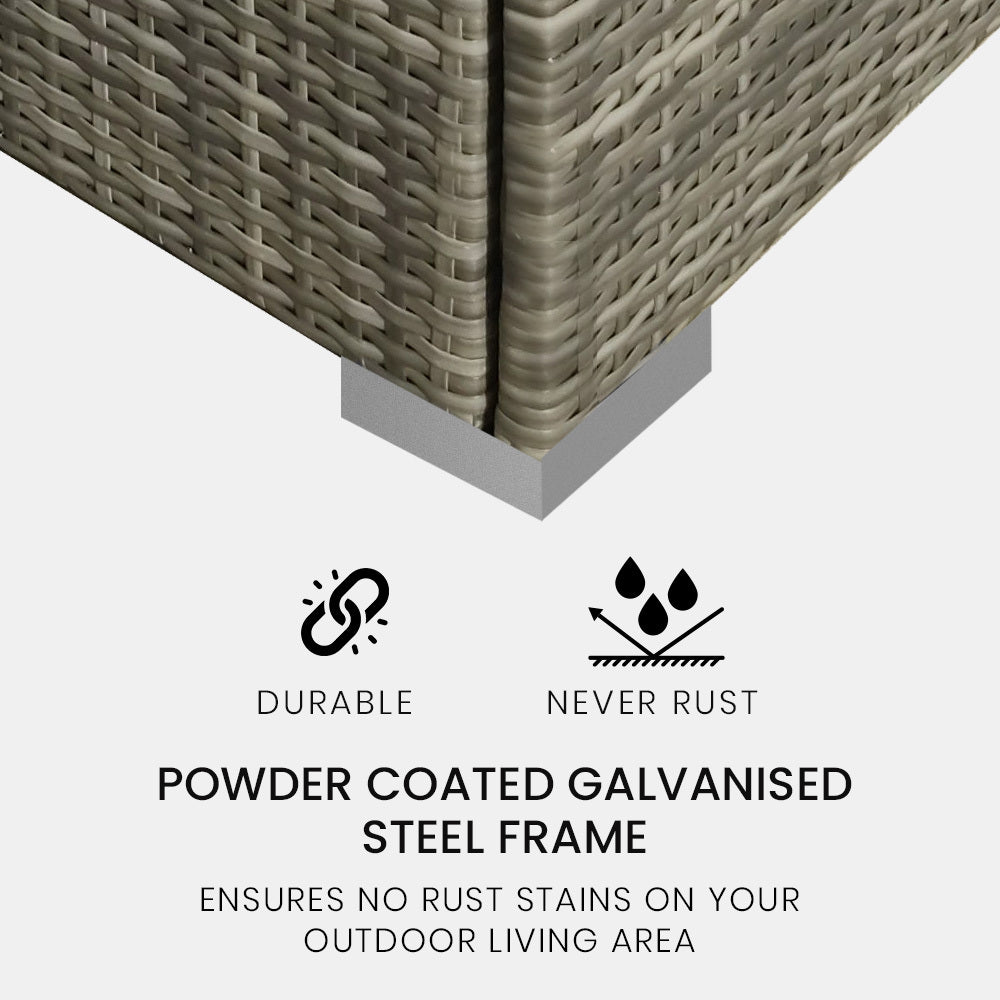 LONDON RATTAN 4 Seater Modular Outdoor Lounge Sofa Setting, Grey-Furniture &gt; Outdoor-PEROZ Accessories