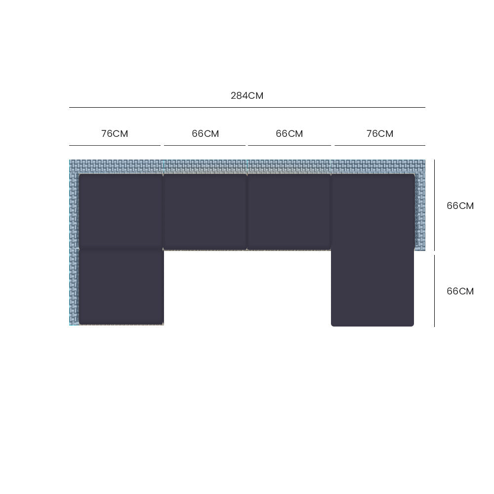 LONDON RATTAN 6 Seater Modular Outdoor Lounge Setting with Ottoman, Grey-Furniture &gt; Outdoor-PEROZ Accessories