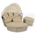 LONDON RATTAN 4pc Day Bed Round Lounge Outdoor Furniture, Beige Wicker and Canopy-Furniture > Outdoor-PEROZ Accessories
