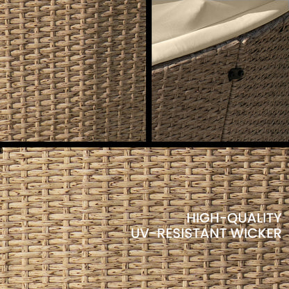 LONDON RATTAN 4pc Day Bed Round Lounge Outdoor Furniture, Beige Wicker and Canopy-Furniture &gt; Outdoor-PEROZ Accessories
