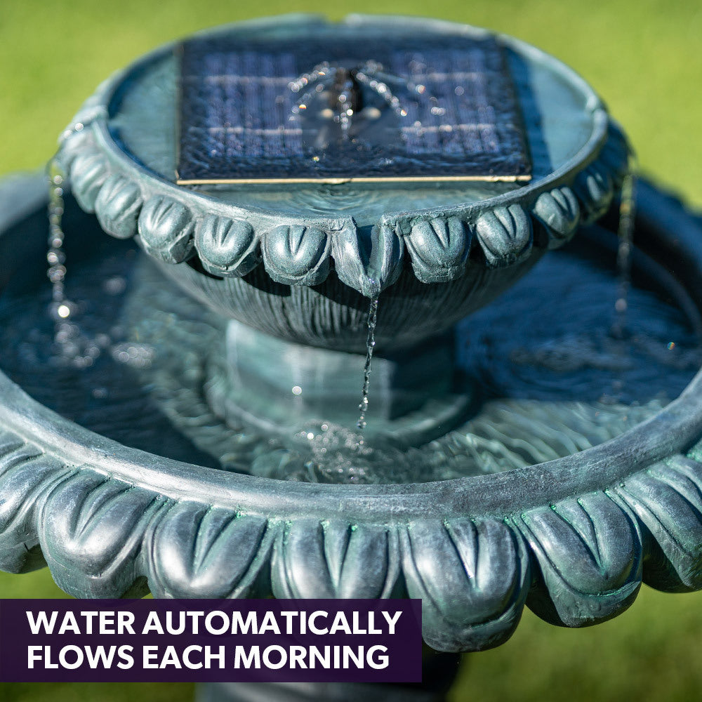 PROTEGE Water Fountain Solar Powered Battery Outdoor Bird Bath with LED Lights-Home &amp; Garden &gt; Fountains-PEROZ Accessories