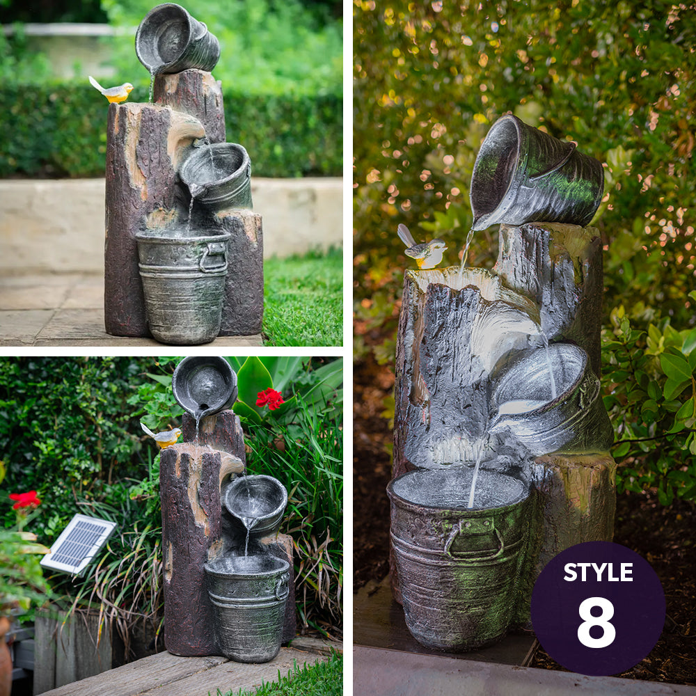 PROTEGE Water Fountain Solar Powered Battery Outdoor Bird Bath with LED Lights-Home &amp; Garden &gt; Fountains-PEROZ Accessories