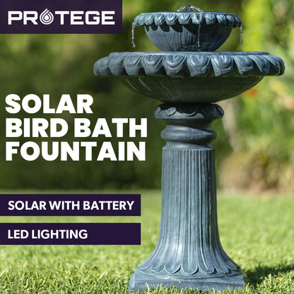 PROTEGE Water Fountain Solar Powered Battery Outdoor Bird Bath with LED Lights-Home &amp; Garden &gt; Fountains-PEROZ Accessories