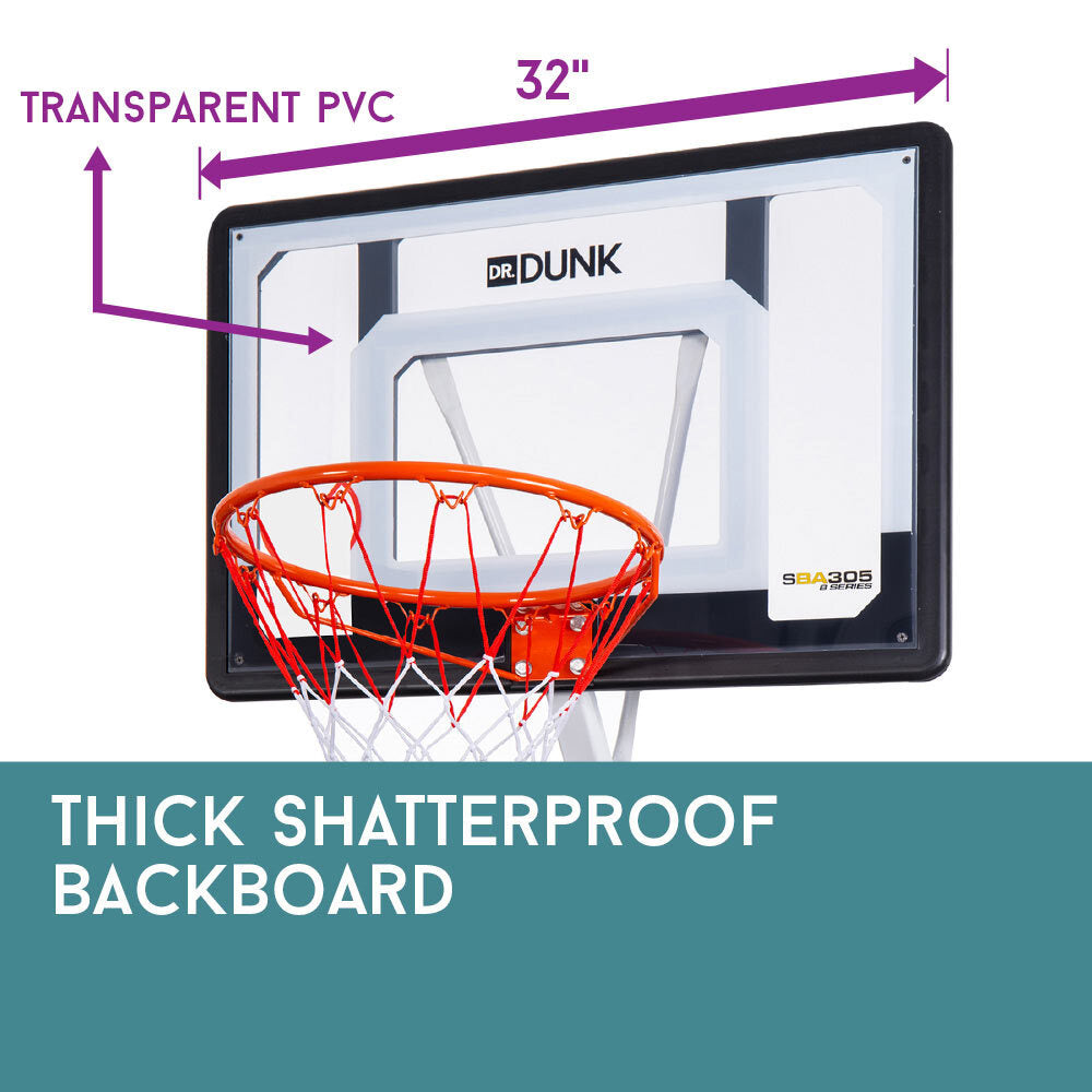 Dr.Dunk Portable Basketball Hoop Stand System Height Adjustable Net Ring Kids-Sports &amp; Fitness &gt; Basketball &amp; Accessories-PEROZ Accessories