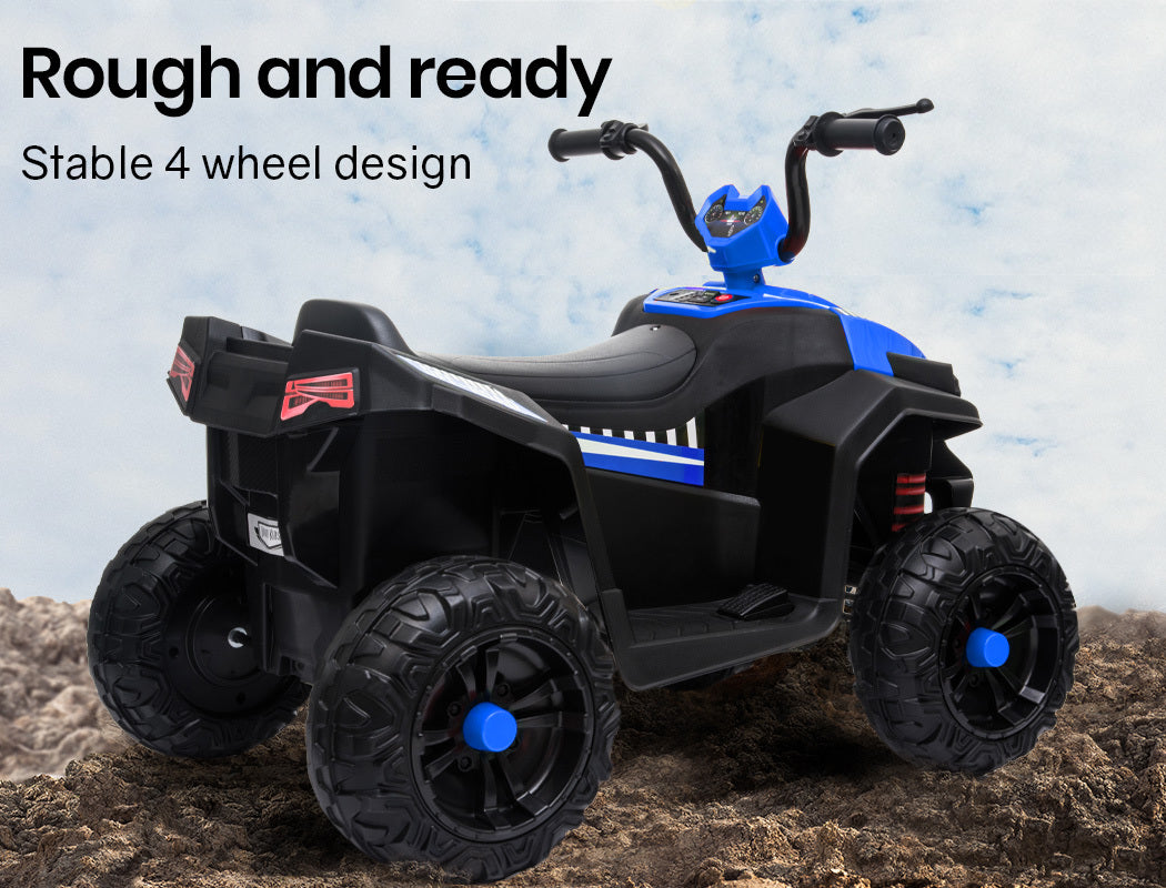 ROVO KIDS Electric Ride On ATV Quad Bike Battery Powered, Black and Blue-Baby &amp; Kids &gt; Ride on Cars, Go-karts &amp; Bikes-PEROZ Accessories