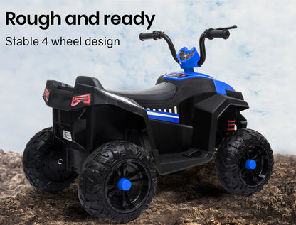 ROVO KIDS Electric Ride On ATV Quad Bike Battery Powered, Black and Blue-Baby &amp; Kids &gt; Ride on Cars, Go-karts &amp; Bikes-PEROZ Accessories