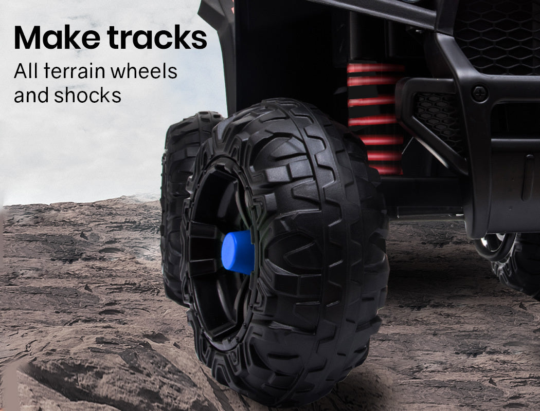 ROVO KIDS Electric Ride On ATV Quad Bike Battery Powered, Black and Blue-Baby &amp; Kids &gt; Ride on Cars, Go-karts &amp; Bikes-PEROZ Accessories