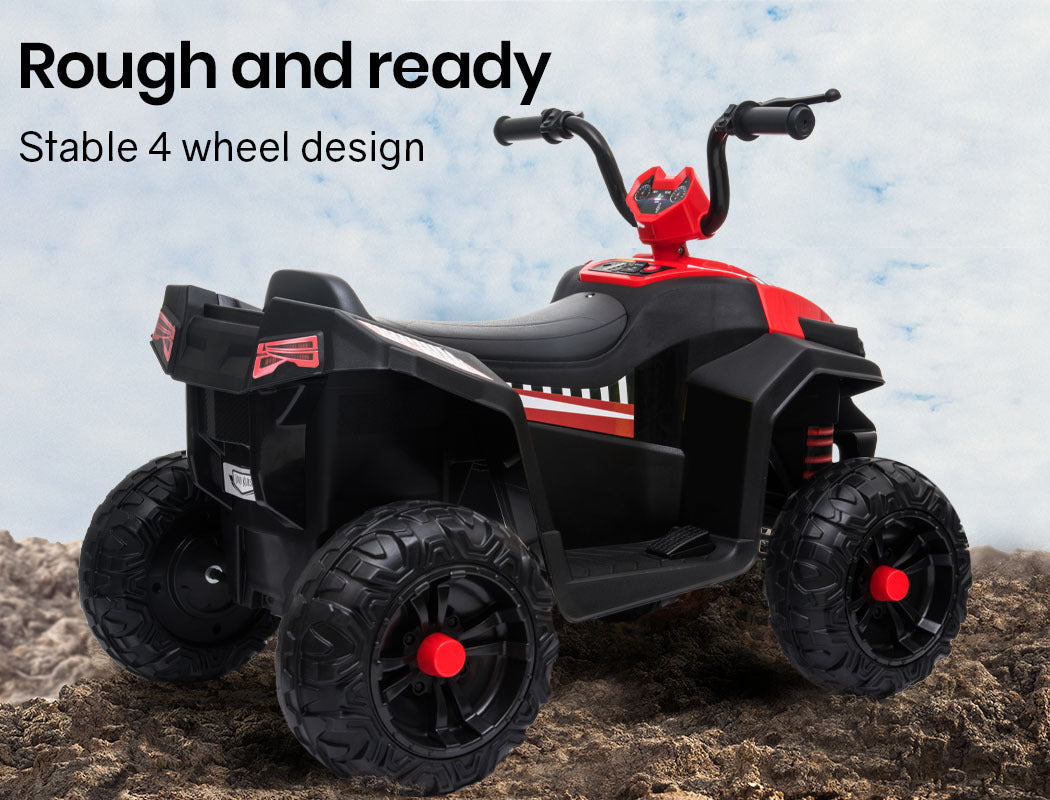 ROVO KIDS Electric Ride On ATV Quad Bike Battery Powered, Red and Black-Baby &amp; Kids &gt; Ride on Cars, Go-karts &amp; Bikes-PEROZ Accessories