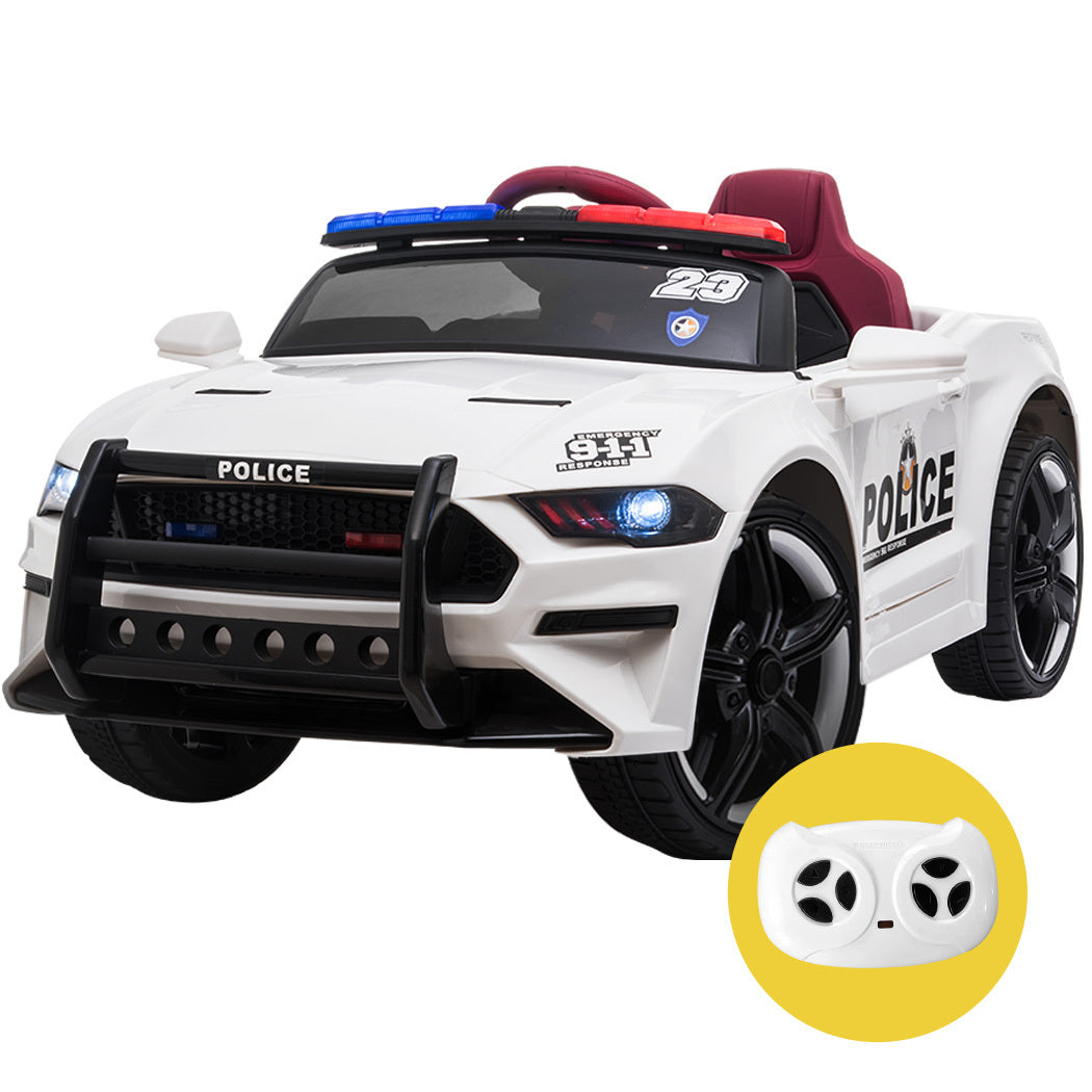 ROVO KIDS Ride-On Car Mustang Style Patrol Electric Battery Powered Toy, Remote Control, White-Baby &amp; Kids &gt; Ride on Cars, Go-karts &amp; Bikes-PEROZ Accessories
