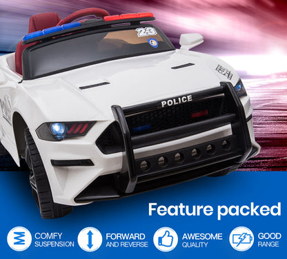 ROVO KIDS Ride-On Car Mustang Style Patrol Electric Battery Powered Toy, Remote Control, White-Baby &amp; Kids &gt; Ride on Cars, Go-karts &amp; Bikes-PEROZ Accessories