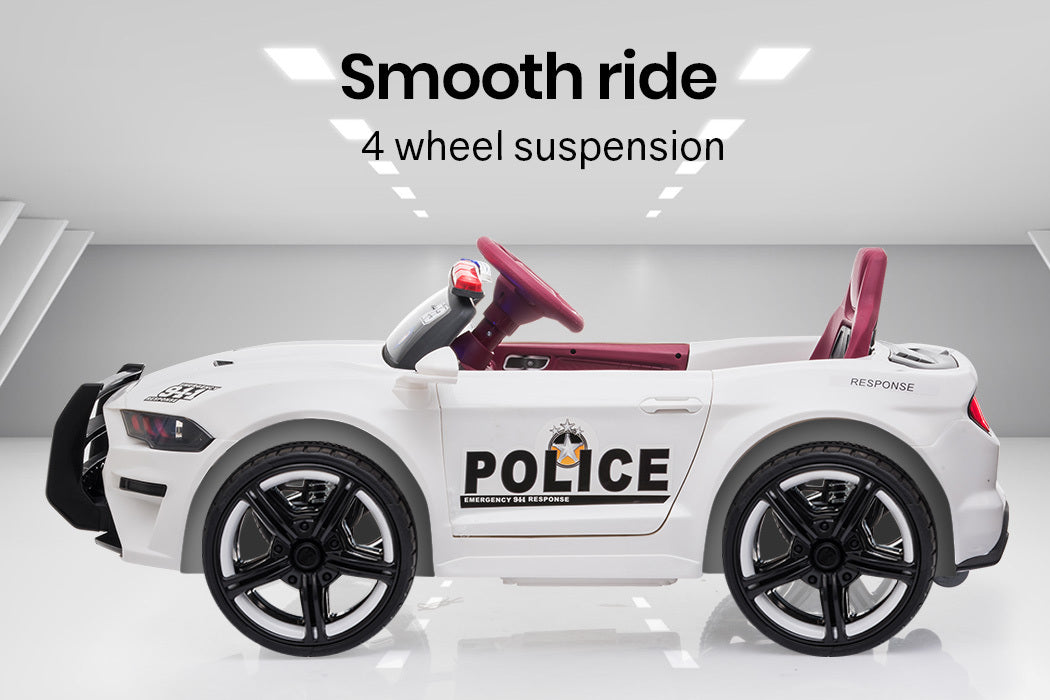 ROVO KIDS Ride-On Car Mustang Style Patrol Electric Battery Powered Toy, Remote Control, White-Baby &amp; Kids &gt; Ride on Cars, Go-karts &amp; Bikes-PEROZ Accessories