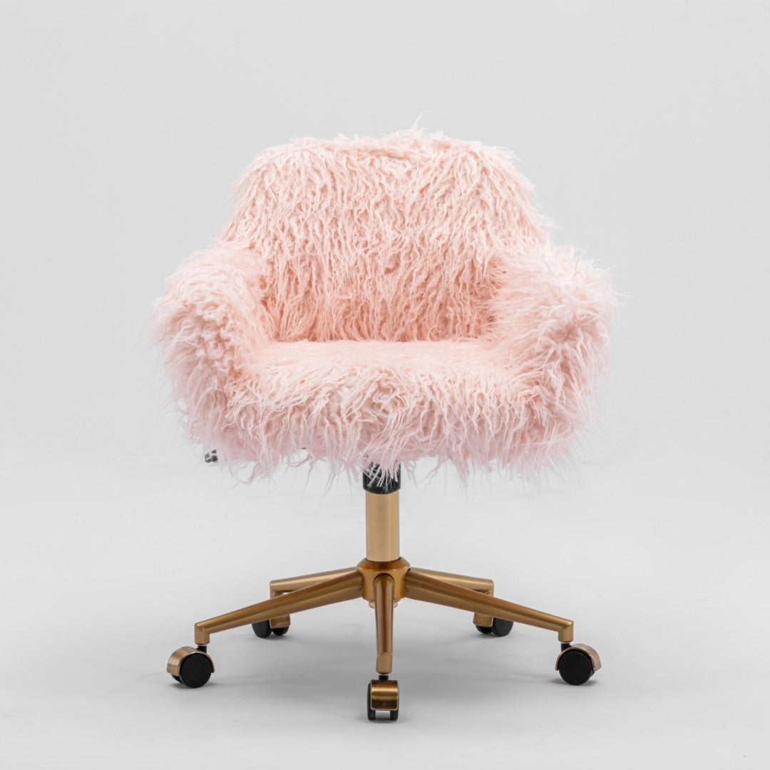 Fluffy Office Chair Faux Fur Modern Swivel Desk Chair for Women And Girls-Pink-Furniture &gt; Office-PEROZ Accessories