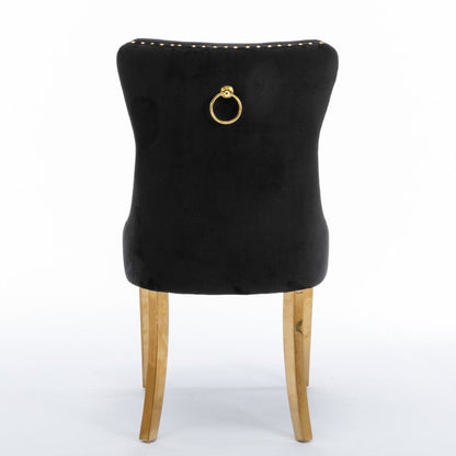 8x Velvet Dining Chairs with Golden Metal Legs-Black-Furniture &gt; Bar Stools &amp; Chairs-PEROZ Accessories