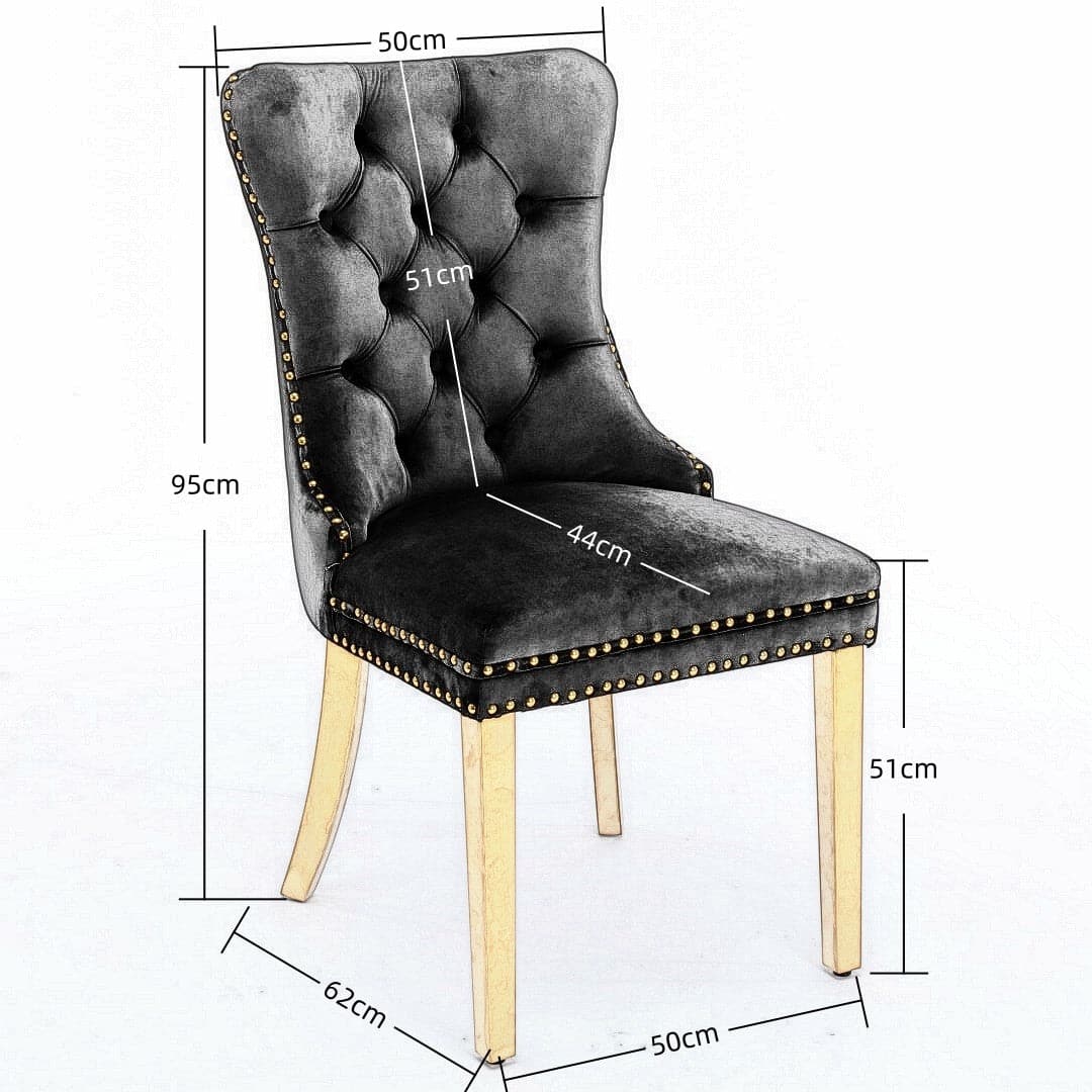 8x Velvet Dining Chairs with Golden Metal Legs-Black-Furniture &gt; Bar Stools &amp; Chairs-PEROZ Accessories