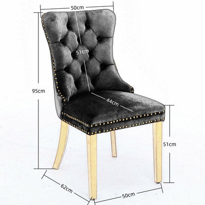 8x Velvet Dining Chairs with Golden Metal Legs-Black-Furniture &gt; Bar Stools &amp; Chairs-PEROZ Accessories