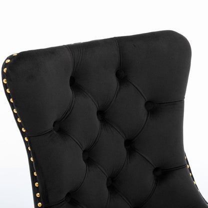8x Velvet Dining Chairs with Golden Metal Legs-Black-Furniture &gt; Bar Stools &amp; Chairs-PEROZ Accessories