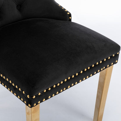 8x Velvet Dining Chairs with Golden Metal Legs-Black-Furniture &gt; Bar Stools &amp; Chairs-PEROZ Accessories