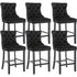 6X Velvet Bar Stools with Studs Trim Wooden Legs Tufted Dining Chairs Kitchen-Furniture > Bar Stools & Chairs-PEROZ Accessories