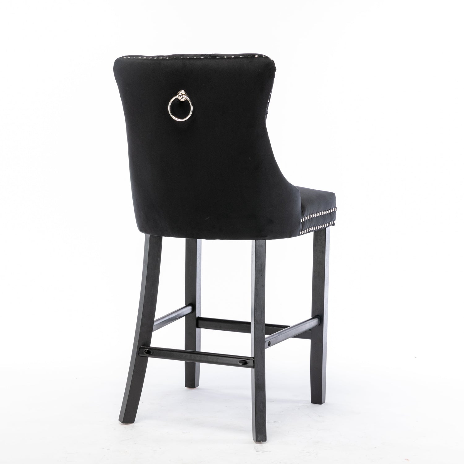 6X Velvet Bar Stools with Studs Trim Wooden Legs Tufted Dining Chairs Kitchen-Furniture &gt; Bar Stools &amp; Chairs-PEROZ Accessories