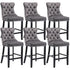 6X Velvet Bar Stools with Studs Trim Wooden Legs Tufted Dining Chairs Kitchen-Furniture > Bar Stools & Chairs-PEROZ Accessories
