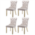 4x Velvet Dining Chairs Upholstered Tufted Kithcen Chair with Solid Wood Legs Stud Trim and Ring-Beige-Furniture > Bar Stools & Chairs-PEROZ Accessories