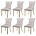 6x Velvet Dining Chairs Upholstered Tufted Kithcen Chair with Solid Wood Legs Stud Trim and Ring-Beige-Furniture > Bar Stools & Chairs-PEROZ Accessories