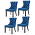 4x Velvet Dining Chairs Upholstered Tufted Kithcen Chair with Solid Wood Legs Stud Trim and Ring-Blue-Furniture > Bar Stools & Chairs-PEROZ Accessories
