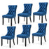 6x Velvet Dining Chairs Upholstered Tufted Kithcen Chair with Solid Wood Legs Stud Trim and Ring-Blue-Furniture > Bar Stools & Chairs-PEROZ Accessories