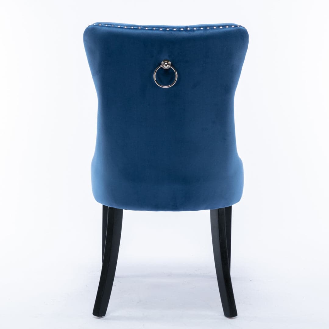 6x Velvet Dining Chairs Upholstered Tufted Kithcen Chair with Solid Wood Legs Stud Trim and Ring-Blue-Furniture &gt; Bar Stools &amp; Chairs-PEROZ Accessories