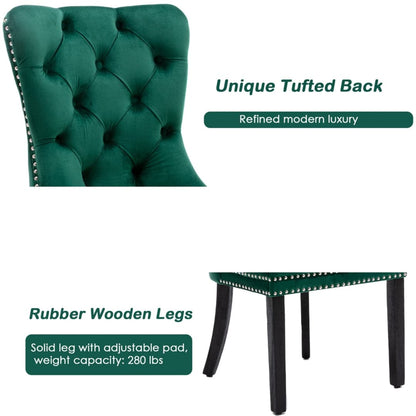 4x Velvet Dining Chairs- Green-Furniture &gt; Bar Stools &amp; Chairs-PEROZ Accessories