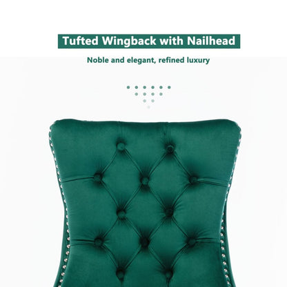 4x Velvet Dining Chairs- Green-Furniture &gt; Bar Stools &amp; Chairs-PEROZ Accessories