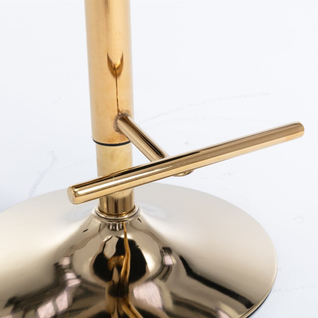 4x Height Adjustable Swivel Bar Stool Velvet Studs Barstool with Footrest and Golden Base- Beige-Furniture &gt; Bar Stools &amp; Chairs-PEROZ Accessories