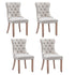 4x AADEN Modern Elegant Button-Tufted Upholstered Linen Fabric with Studs Trim and Wooden legs Dining Side Chair-Beige-Furniture > Bar Stools & Chairs-PEROZ Accessories