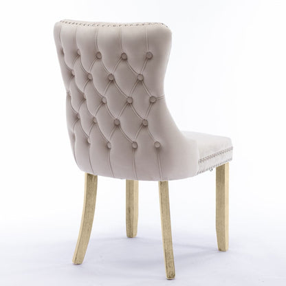 8x Velvet Upholstered Dining Chairs Tufted Wingback Side Chair with Studs Trim Solid Wood Legs for Kitchen-Furniture &gt; Bar Stools &amp; Chairs-PEROZ Accessories