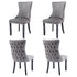 4x Velvet Upholstered Dining Chairs Tufted Wingback Side Chair with Studs Trim Solid Wood Legs for Kitchen-Furniture > Bar Stools & Chairs-PEROZ Accessories