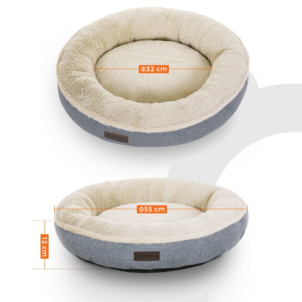 Shop FEANDREA Dog Sofa Bed Round Shape Fabric Grey PEROZ