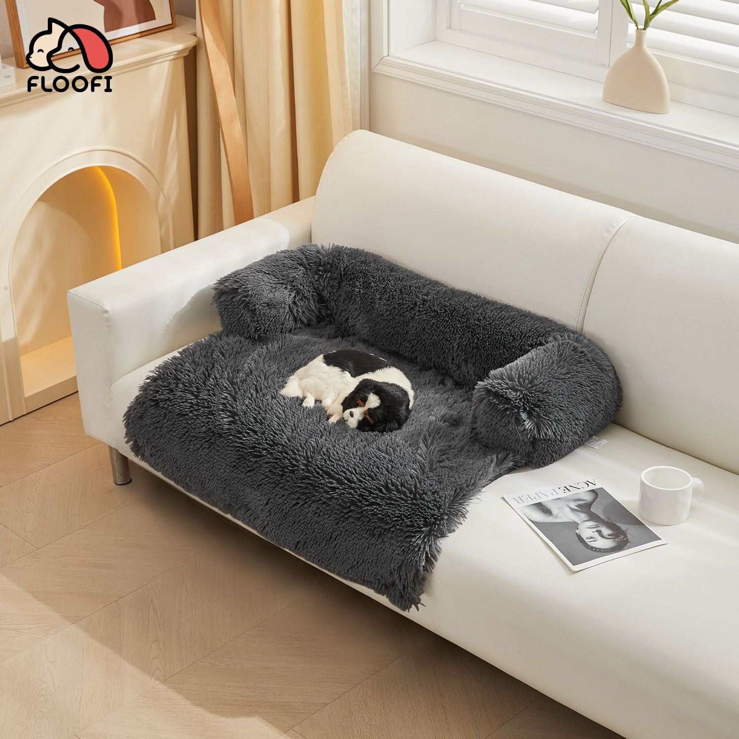 Floofi Pet Sofa Cover Soft with Bolster S Size (Grey) FI-PSC-124-SMT-Pet Care &gt; Dog Supplies-PEROZ Accessories