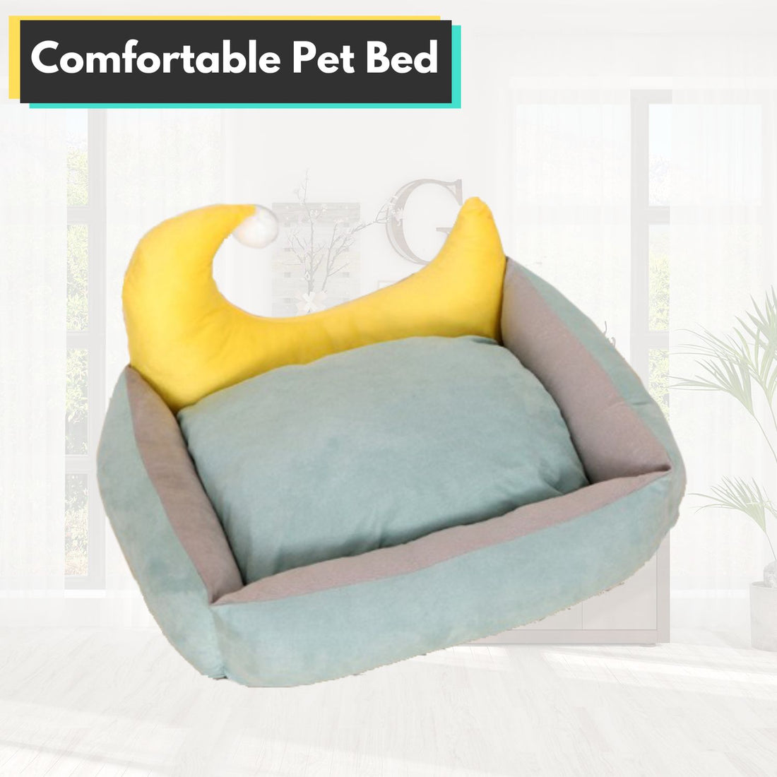 Floofi Pet Bed Moon Design (M Green) PT-PB-245-YMJ-Pet Beds-PEROZ Accessories