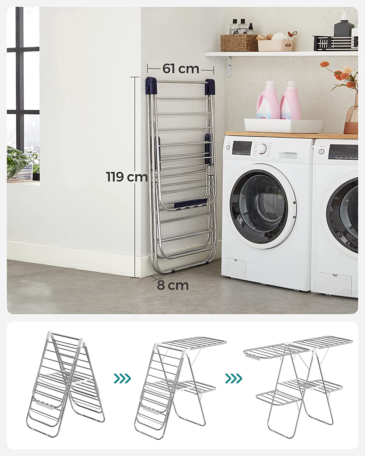 SONGMICS Foldable 2-Level Clothes Airer-Home &amp; Garden &gt; Laundry &amp; Cleaning-PEROZ Accessories