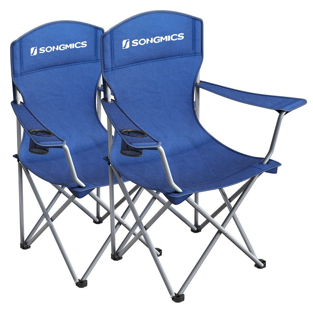 SONGMICS Set of 2 Folding Camping Outdoor Chairs Blue-Outdoor &gt; Camping-PEROZ Accessories