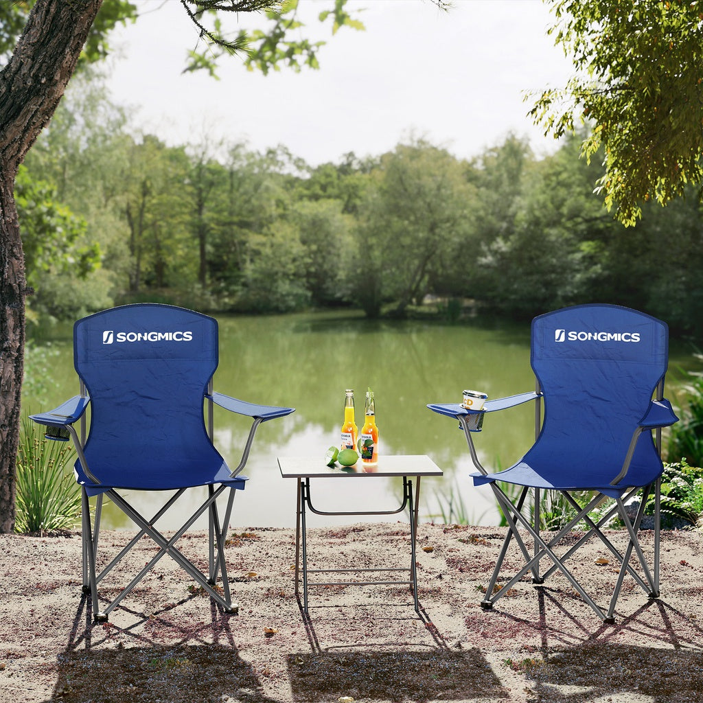 SONGMICS Set of 2 Folding Camping Outdoor Chairs Blue-Outdoor &gt; Camping-PEROZ Accessories